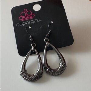 Paparazzi Dark Silver Teardrop Earrings, New